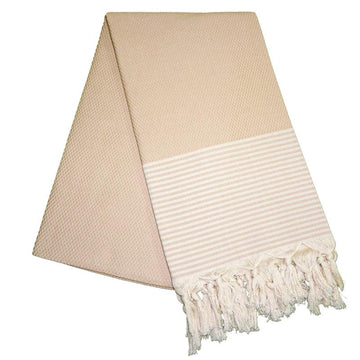 Petekli Cizgili Almond Brown Turkish Towel