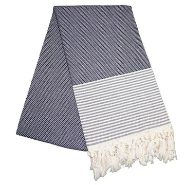 Petekli Cizgili Pebble Grey Turkish Towel