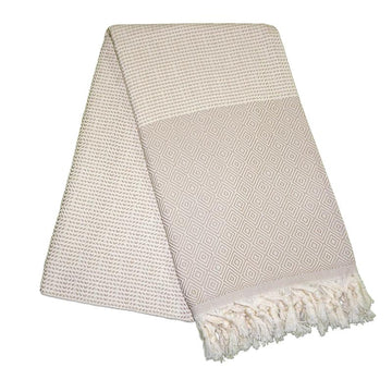 Cizgili Elmas Almond Brown Turkish Towel