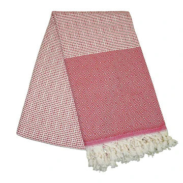 Cizgili Elmas Berry Red Turkish Towel