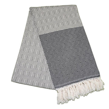 Cizgili Elmas Pebble Grey Turkish Towel