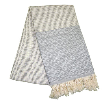 Cizgili Elmas Stone Grey Turkish Towel