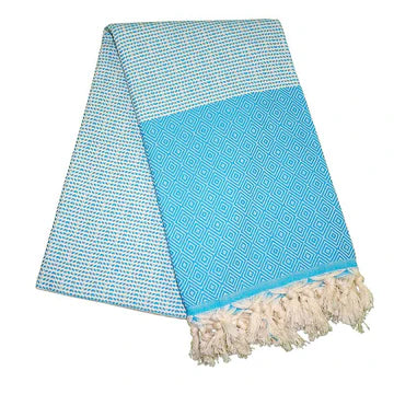 Cizgili Elmas Turquoise Blue Turkish Towel