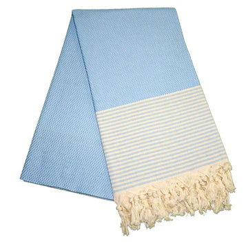 Petekli Cizgili Aqua Blue Turkish Towel