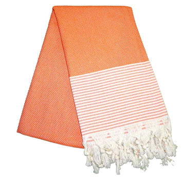 Petekli Cizgili Mango Orange Turkish Towel